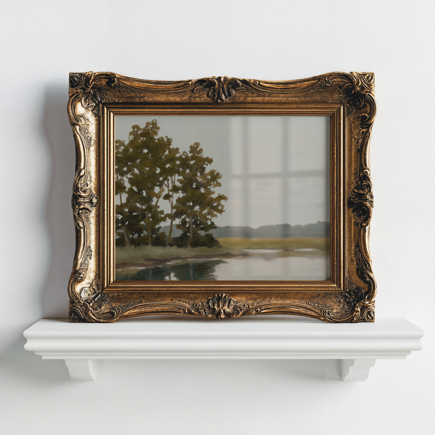 By the Pond Landscape Painting Fine Art Print