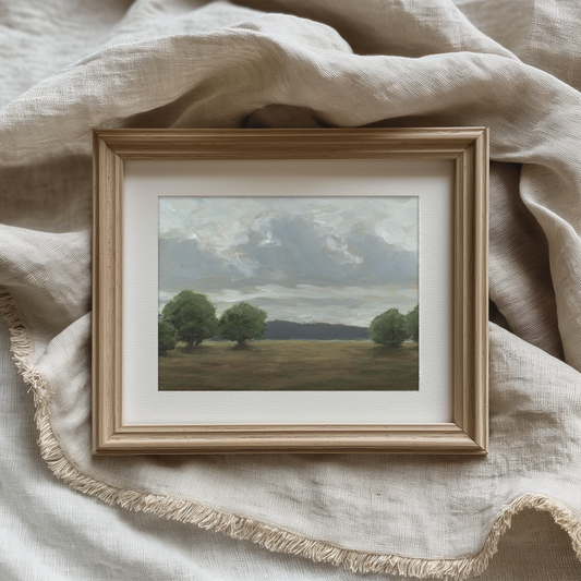 Moody Storm Clouds Landscape Painting Fine Art Print